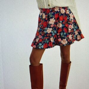 New! Draper James Women's Ruffle Faux Wrap Skirt in Blooming Peony Size XL